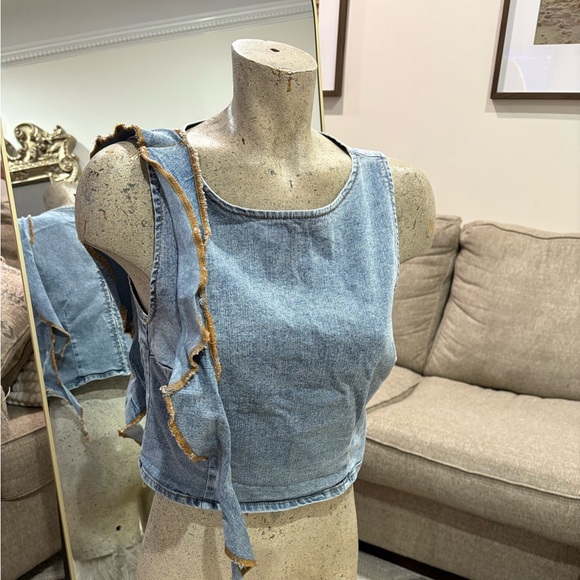 Forever 21 Denim Sleeveless Top with Fringe Detail - Picture 2 of 6